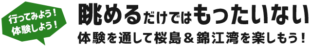 体験しよう！ 眺めるだけではもったいない。体験を通じて感じて下さい